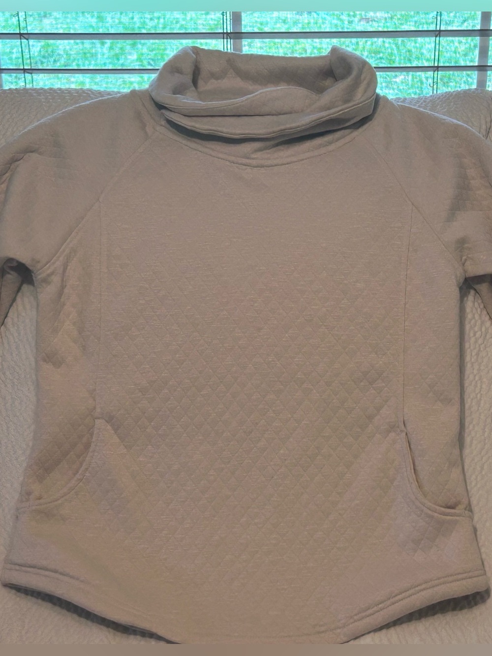 Women's Quilted Cowl Neck Sweater — Cream